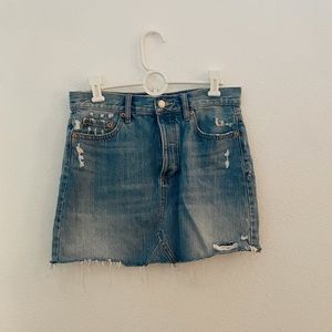 light wash denim mini skirt